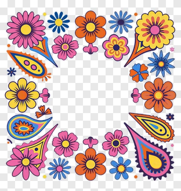 Colorful Floral Frame PNG