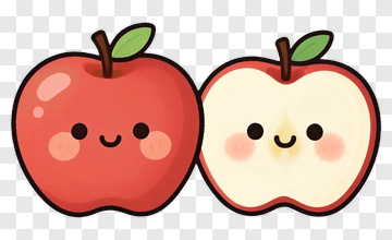 Cartoon Apples With Smiling Faces PNG