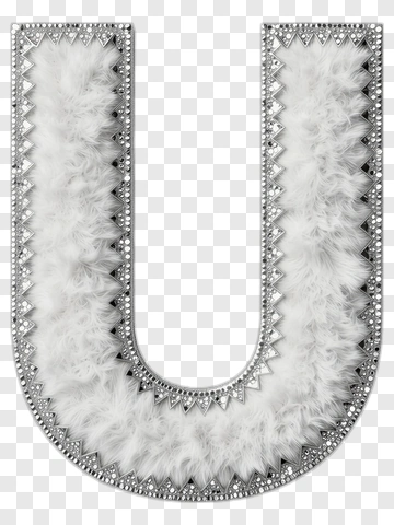 Decorative Letter U With Fur And Gems PNG