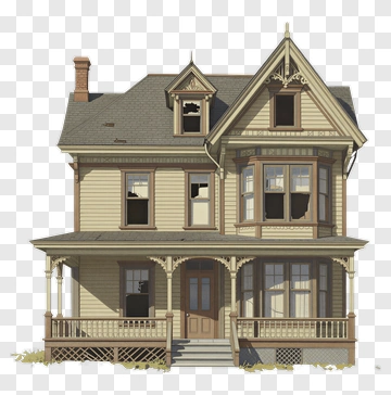 Victorian House With Porch PNG