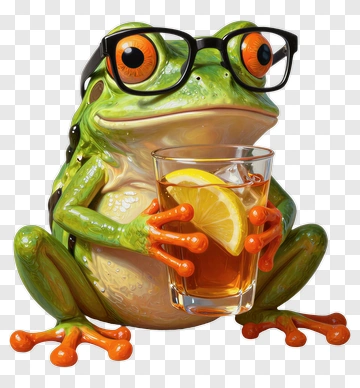 Cartoon Frog Holding A Glass Of Juice PNG