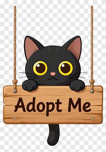 Cartoon Cat Holding An Adopt Me Sign PNG