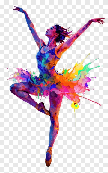 Colorful Ballet Dancer In A Splashed Tutu PNG
