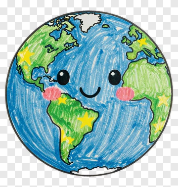 Cartoon Earth With A Smiling Face PNG