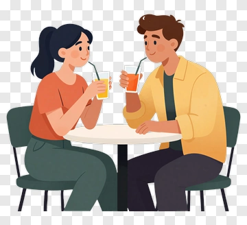 Couple Enjoying Drinks At A Table PNG