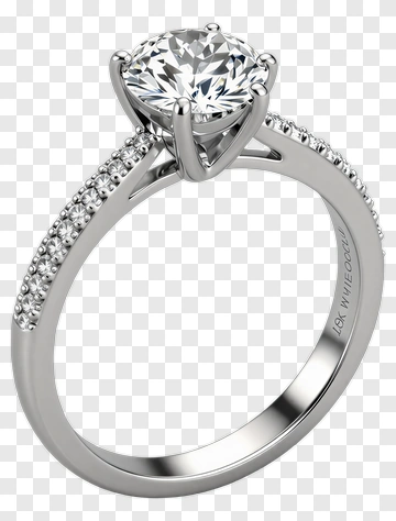 Diamond Engagement Ring With Silver Band PNG