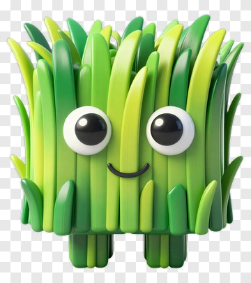 Cartoon Grass Character With Big Eyes PNG