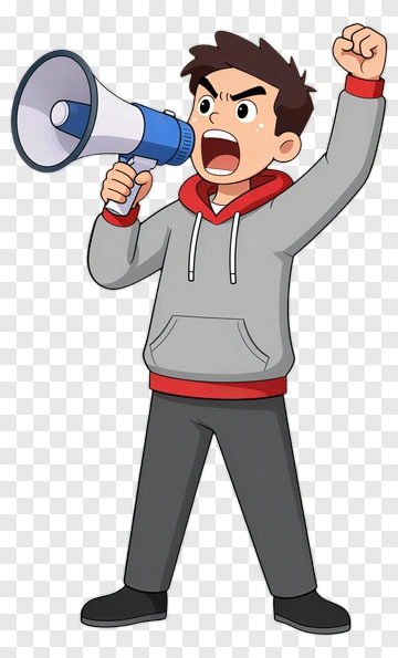 Cartoon Boy Holding A Megaphone PNG