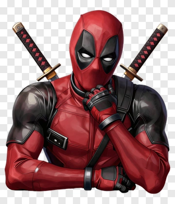 Deadpool Character In A Thoughtful Pose PNG