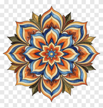 Colorful Floral Mandala Design PNG