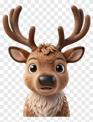 Cartoon Reindeer With Antlers PNG