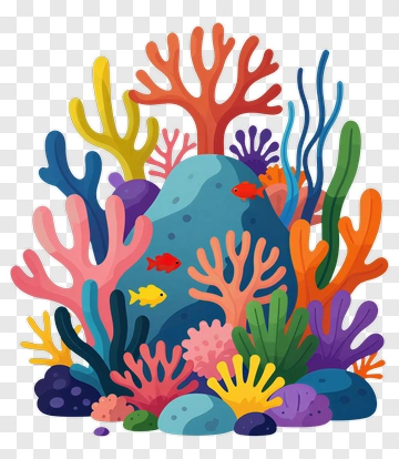 Colorful Coral Reef With Fish PNG