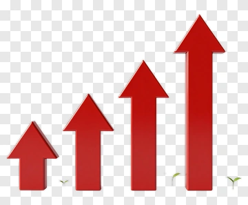 Red Growth Chart With Arrows And Green Sprouts PNG