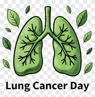 Lung Cancer Day Illustration With Green Lungs And Leaves PNG