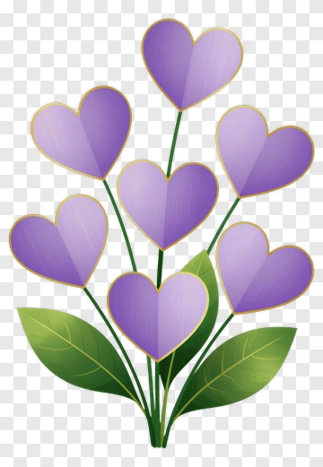 Purple Heart Flower Bouquet PNG