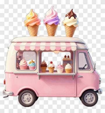 Ice Cream Truck With Colorful Ice Cream Cones PNG