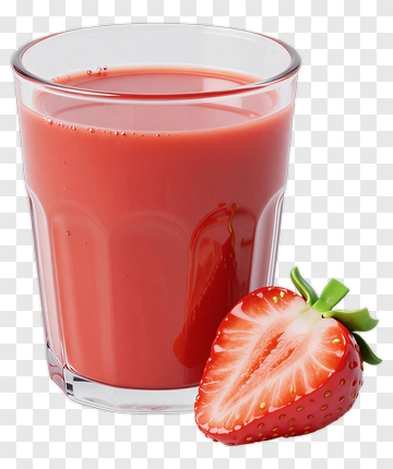 Strawberry Juice In A Glass With Fresh Strawberry PNG