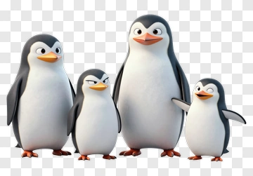 Cartoon Penguins Group PNG