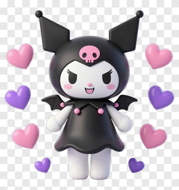 Cartoon Character With Hearts PNG