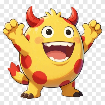 Cartoon Monster With Yellow Body And Red Spots PNG