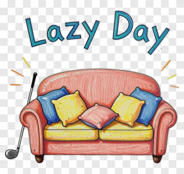 Cartoon Couch With Colorful Pillows For Lazy Day PNG