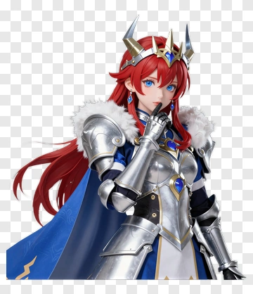 3D Female Knight In Armor With Red Hair PNG