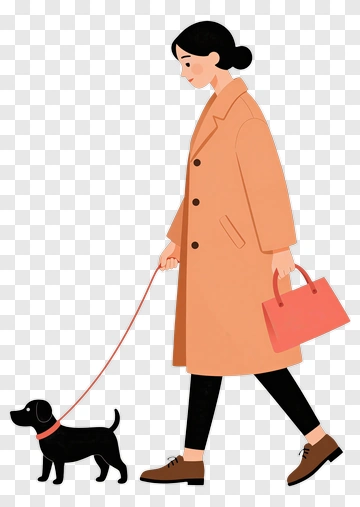 Woman Walking A Dog PNG