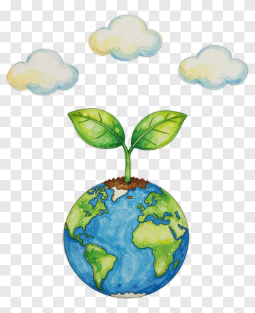 Plant Growing On Earth With Clouds PNG
