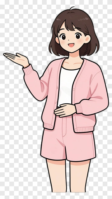 Cartoon Woman Gesturing In Pink Outfit PNG