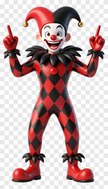 Cartoon Clown With Red And Black Costume PNG