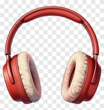 Red Headphones With Plush Ear Cushions PNG
