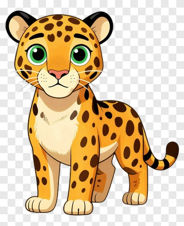 Cartoon Leopard With Green Eyes PNG