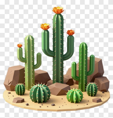 Colorful Cactus Garden PNG
