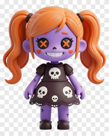 Cartoon Girl Doll In A Halloween Dress PNG