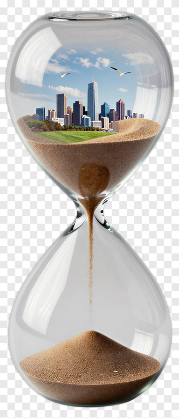 Hourglass With City Landscape Inside PNG