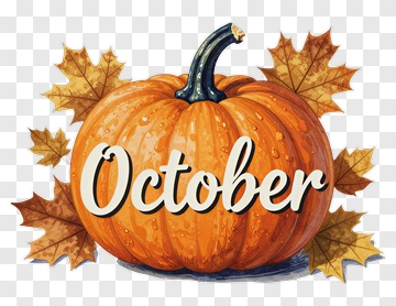 Halloween Pumpkin With October Text PNG