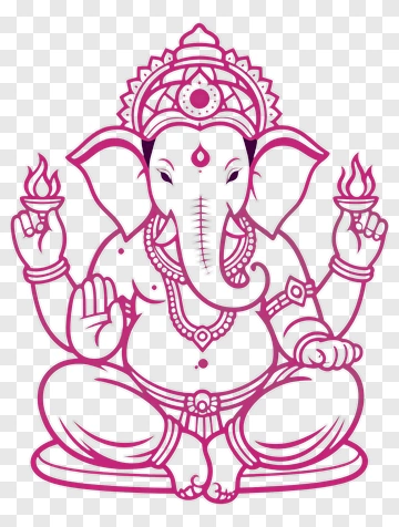 Cartoon Ganesha Sitting In A Meditative Pose PNG