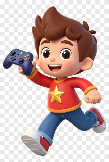 Cartoon Boy Playing Video Game PNG
