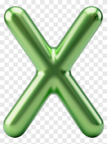3D Green X Shape PNG