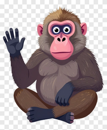 Cartoon Monkey Waving Hello PNG
