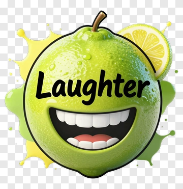 Cartoon Lemon With A Smiling Face And The Word Laughter PNG