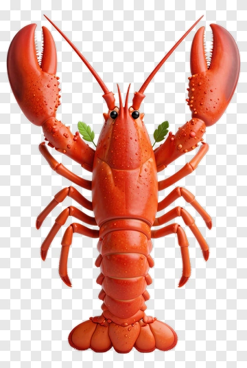 Realistic Lobster With Green Garnish PNG