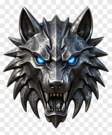 Metal Wolf Head With Blue Eyes PNG
