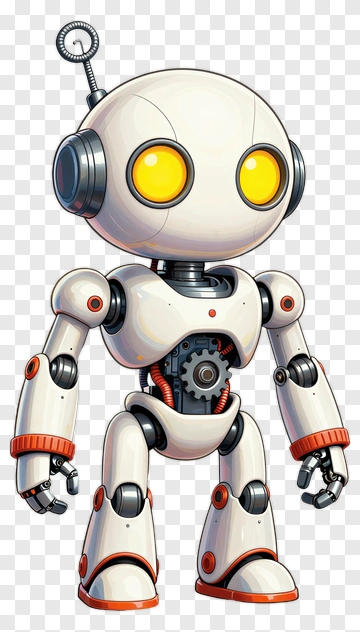 Cartoon Robot With Yellow Eyes PNG