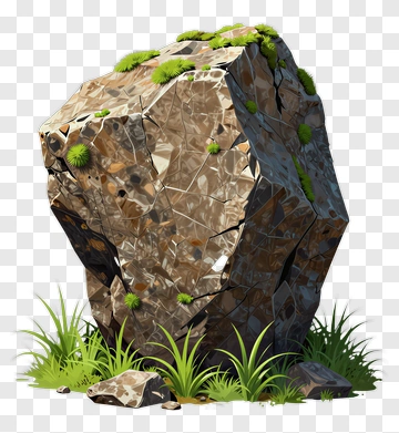 Rock With Grass And Moss PNG