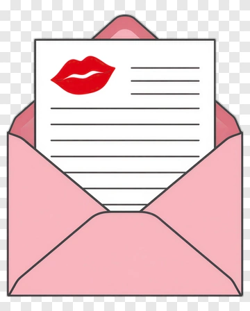 Pink Envelope With Letter And Kiss Mark PNG