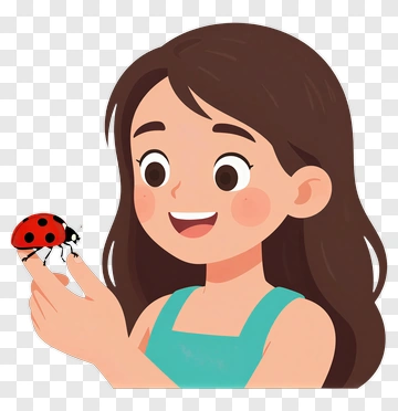 Girl Holding A Ladybug PNG