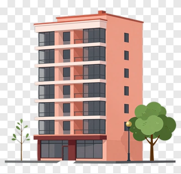 Modern Apartment Building With Trees PNG