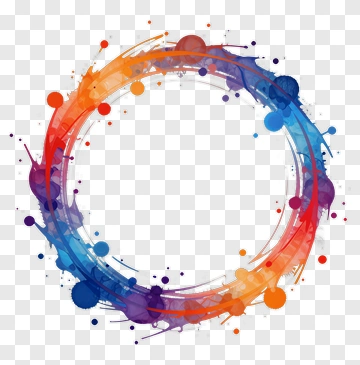 Colorful Circular Watercolor Splash Frame PNG