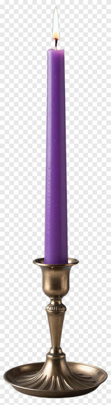 Purple Candle In A Brass Holder PNG